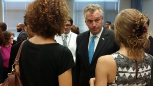 Gov. Terry McAuliffe participates in an education roundtable at Kellam High School. 